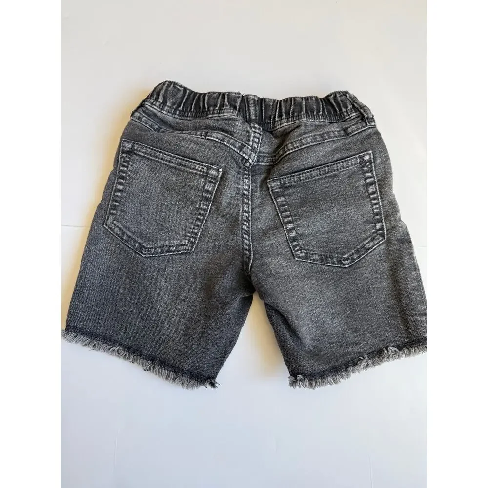 Gap Kids Denim Black Wash Pull On Frayed Hem Jean Shorts 5